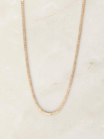 Zafrah 14k yellow gold 1mm square rolo chain necklace measuring 21.5 inches in length