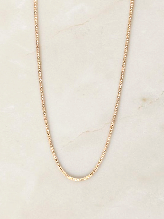 Zafrah 14k yellow gold 1mm square rolo chain necklace measuring 21.5 inches in length
