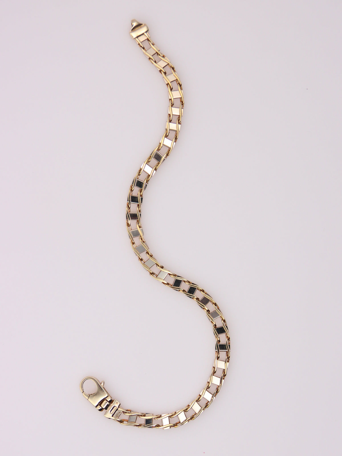 10K Two-Tone Railroad Link Bracelet