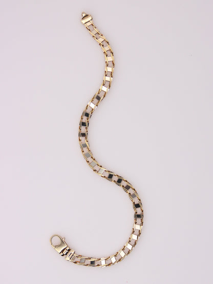 10K Two-Tone Railroad Link Bracelet