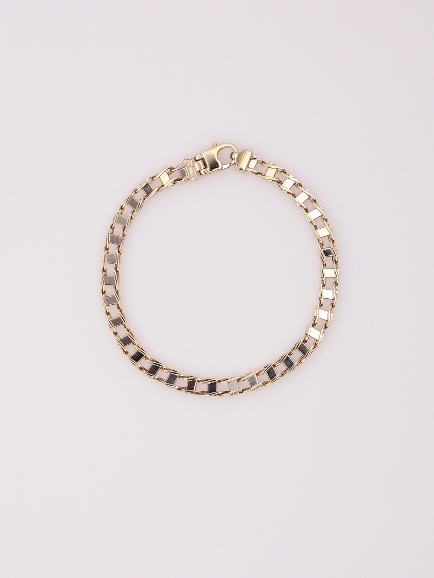 10K Two-Tone Railroad Link Bracelet