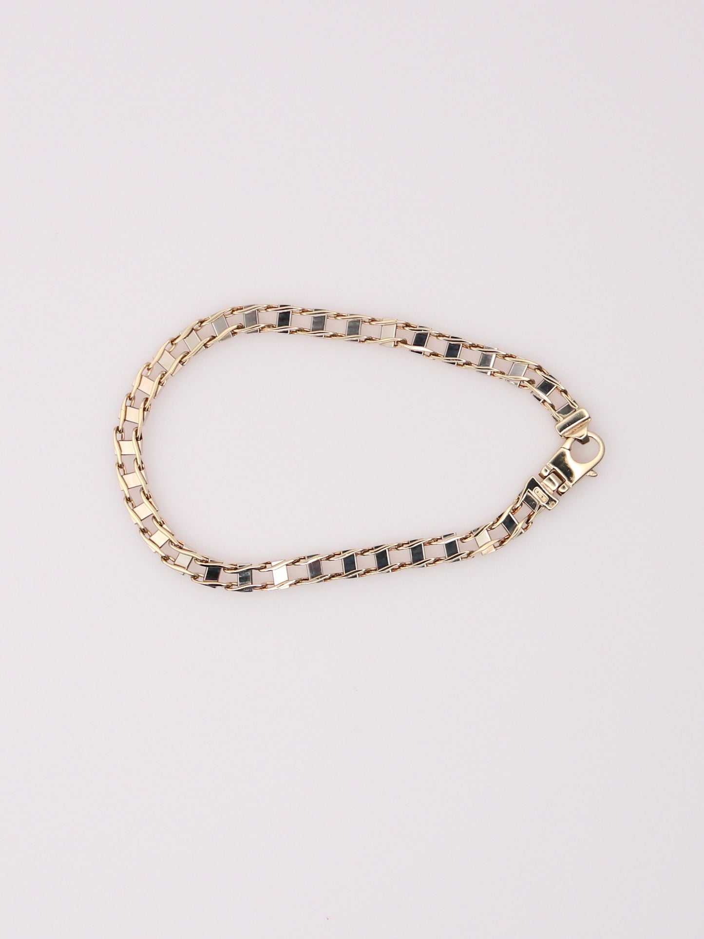10K Two-Tone Railroad Link Bracelet