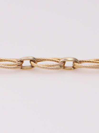 14K Yellow Gold Textured Oval Link Bracelet