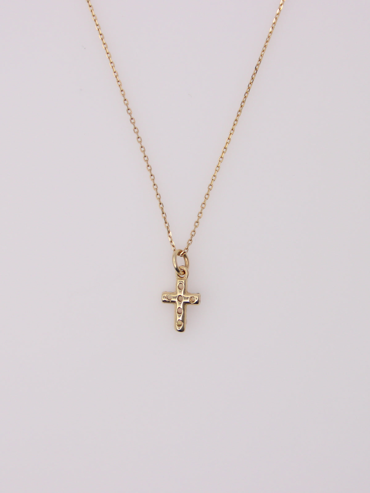 14K Yellow Gold Mini Opal Cross Pendant Necklace