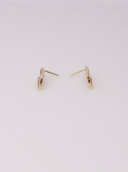 14K Yellow Gold Rectangular Diamond Drop Studs