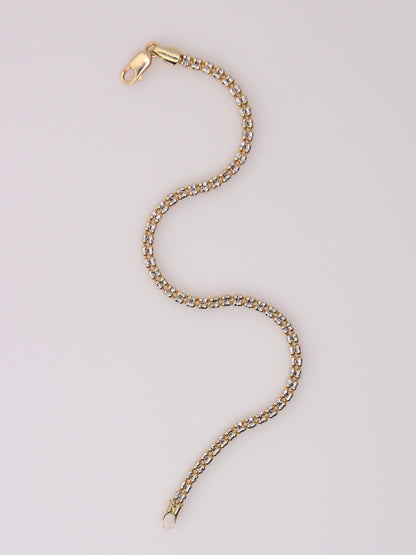 14K Two-Tone Diamond Cut Ice Bracelet