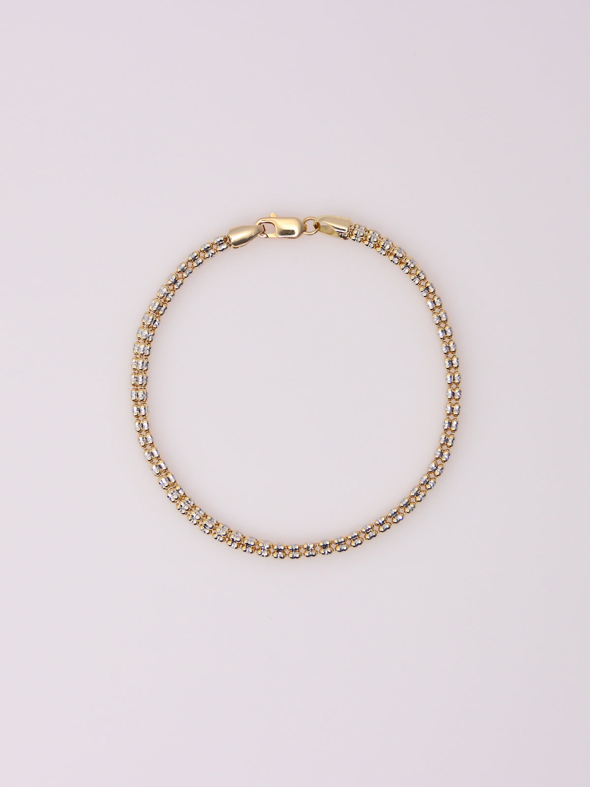 14K Two-Tone Diamond Cut Ice Bracelet