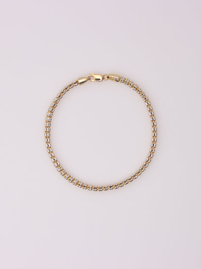 14K Two-Tone Diamond Cut Ice Bracelet