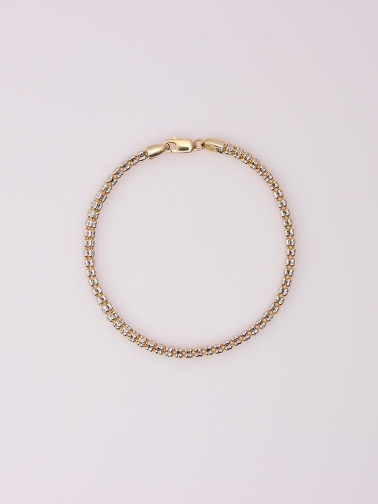 14K Two-Tone Diamond Cut Ice Bracelet