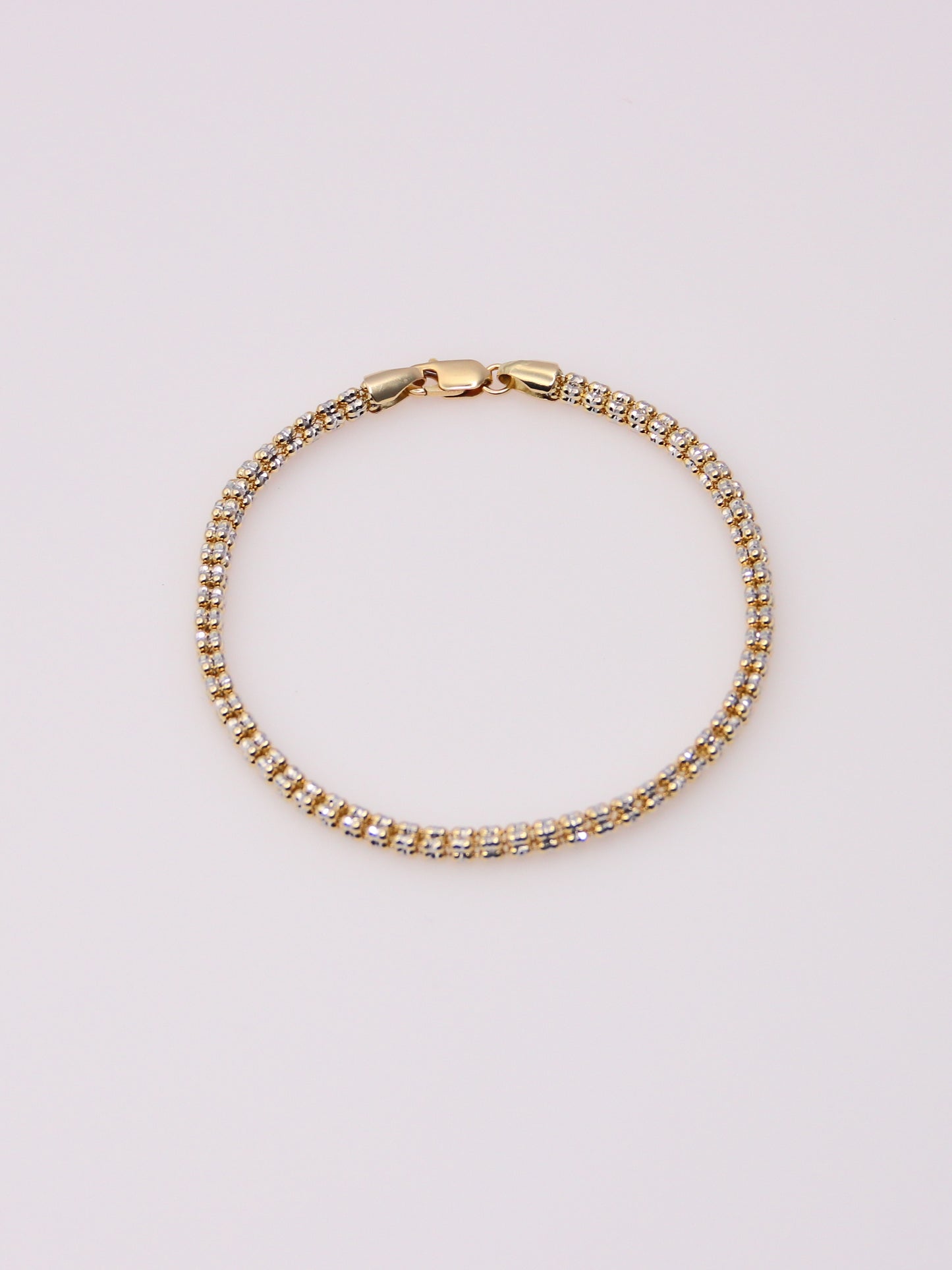 14K Two-Tone Diamond Cut Ice Bracelet