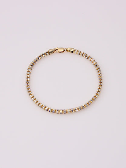 14K Two-Tone Diamond Cut Ice Bracelet