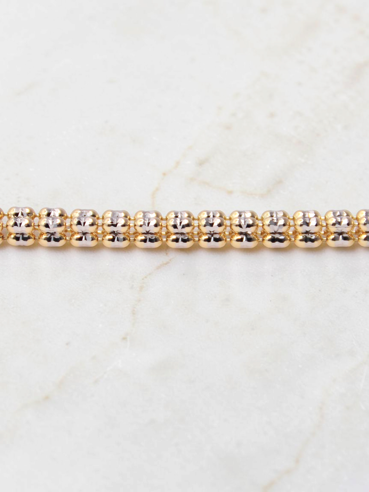 Zafrah 14K two-tone gold and white gold diamond cut ice link bracelet, 7.5 inch length
