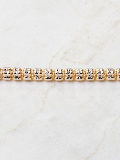 Zafrah 14K two-tone gold and white gold diamond cut ice link bracelet, 7.5 inch length