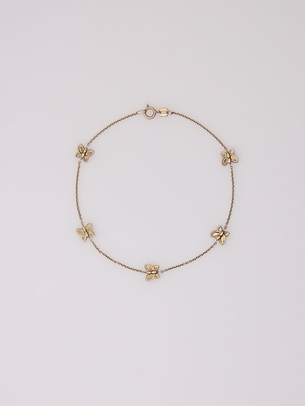10K Yellow Gold Butterfly Station Bracelet