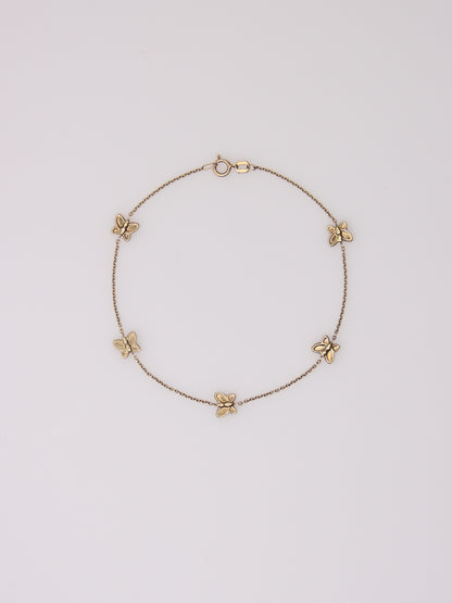 10K Yellow Gold Butterfly Station Bracelet