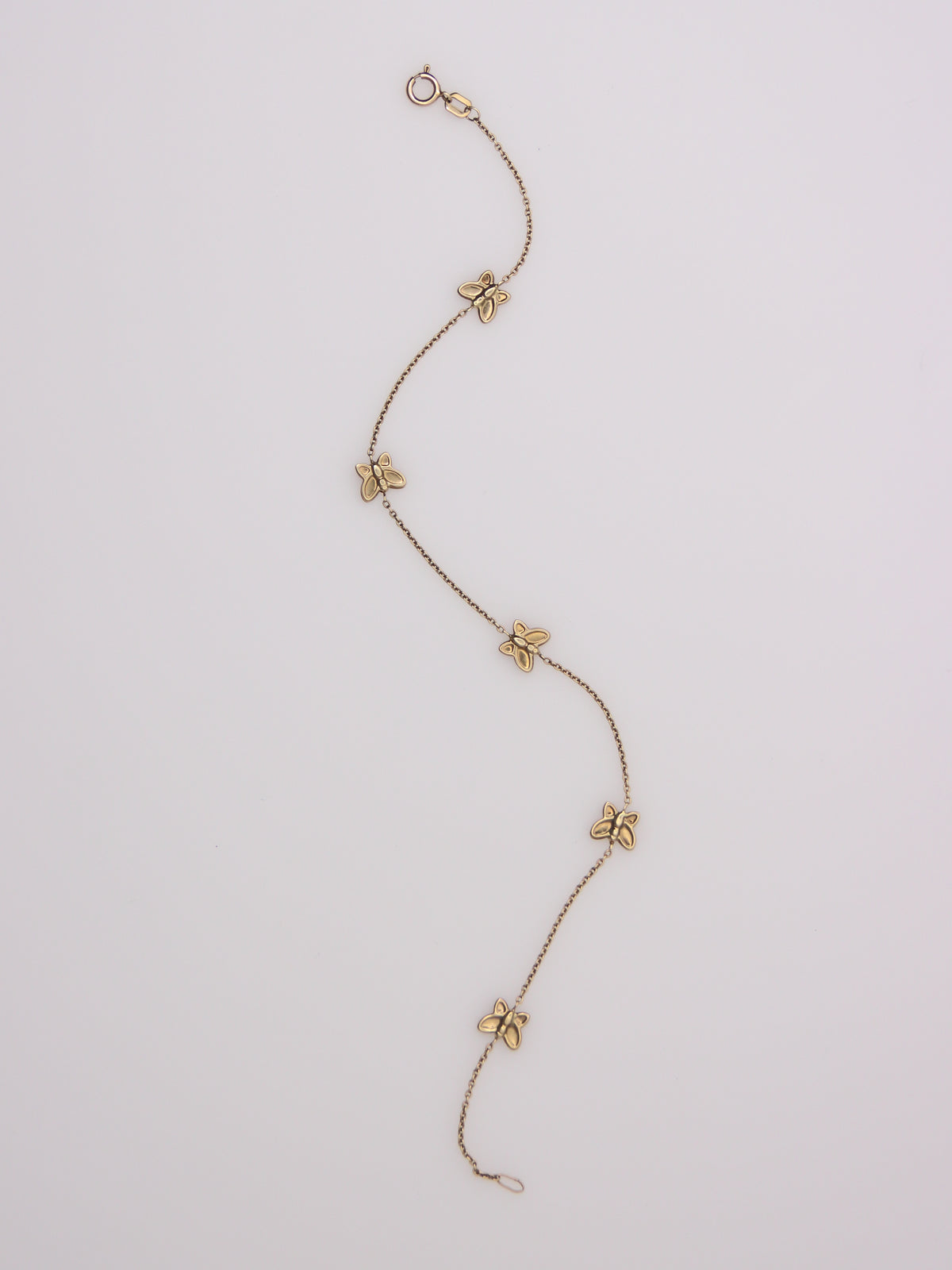 10K Yellow Gold Butterfly Station Bracelet