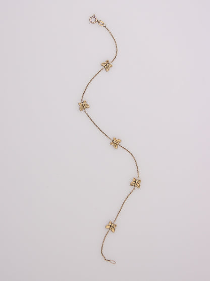 10K Yellow Gold Butterfly Station Bracelet