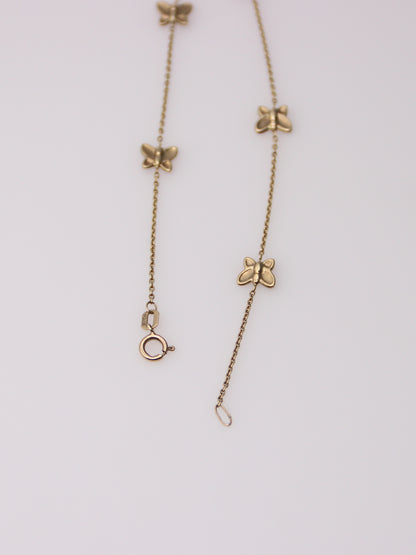 10K Yellow Gold Butterfly Station Bracelet