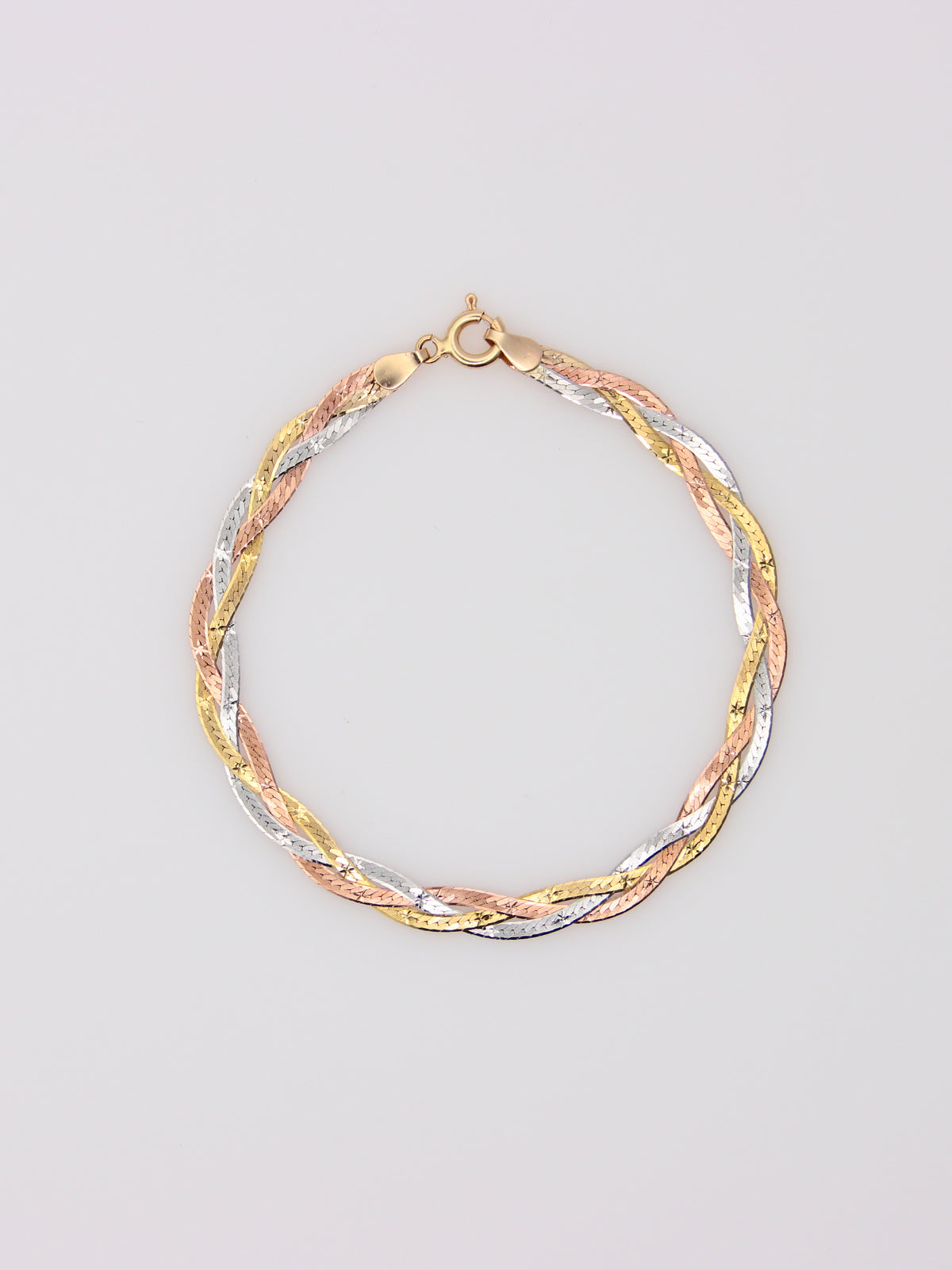 14K Tri-Tone Braided Bracelet