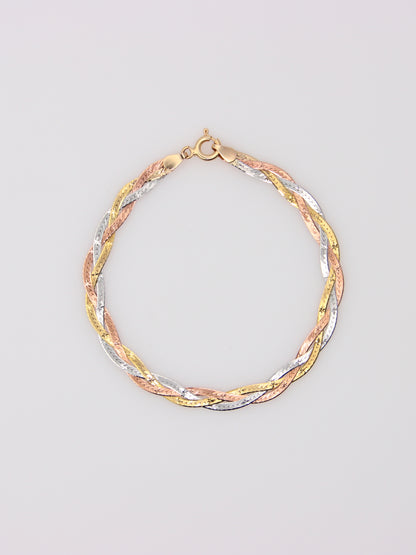 14K Tri-Tone Braided Bracelet