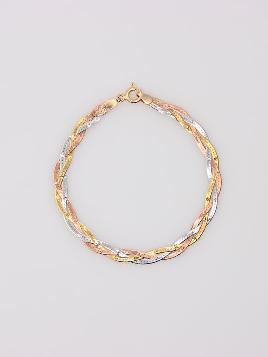 14K Tri-Tone Braided Bracelet