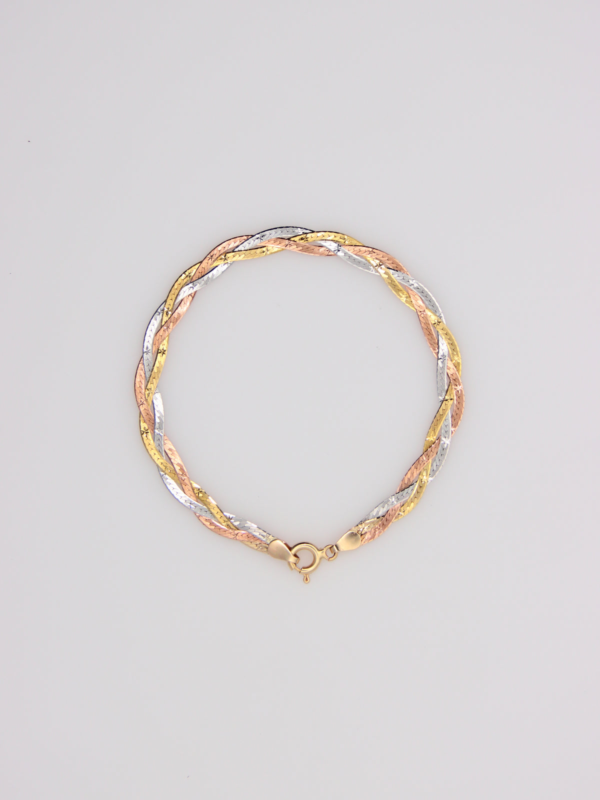 14K Tri-Tone Braided Bracelet