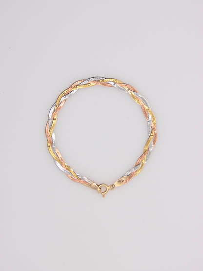 14K Tri-Tone Braided Bracelet