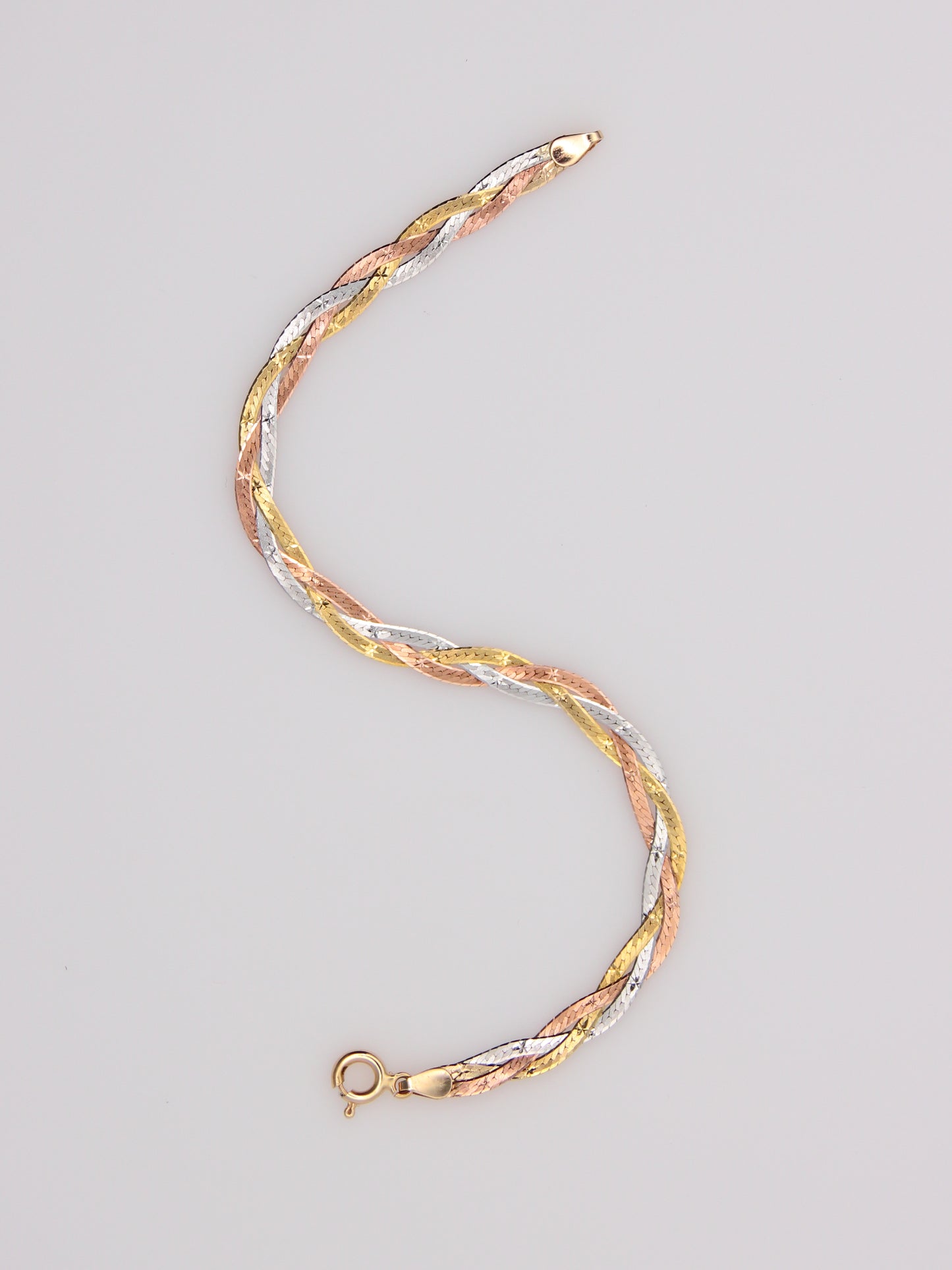 14K Tri-Tone Braided Bracelet