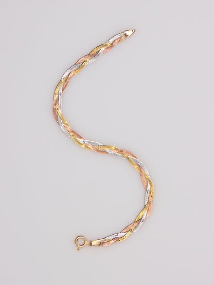 14K Tri-Tone Braided Bracelet