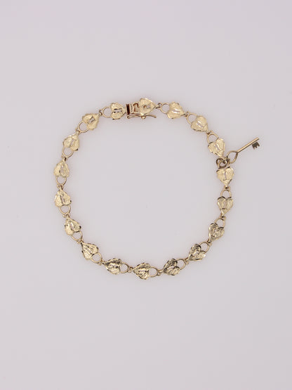 14K Yellow Gold Heart Lock and Key Bracelet