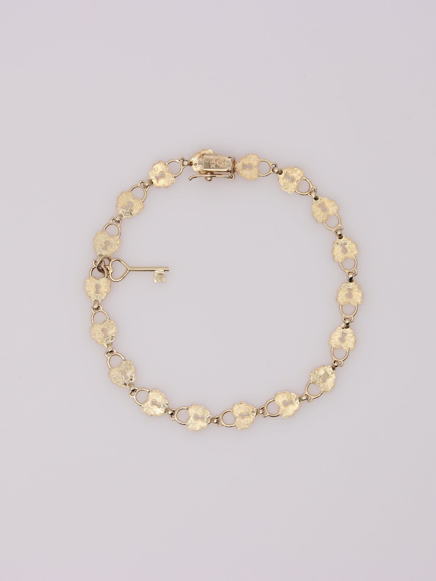 14K Yellow Gold Heart Lock and Key Bracelet