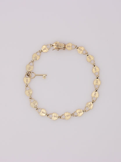 14K Yellow Gold Heart Lock and Key Bracelet
