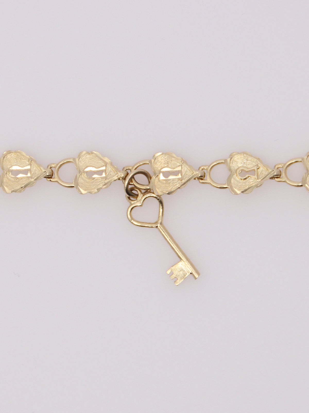 14K Yellow Gold Heart Lock and Key Bracelet