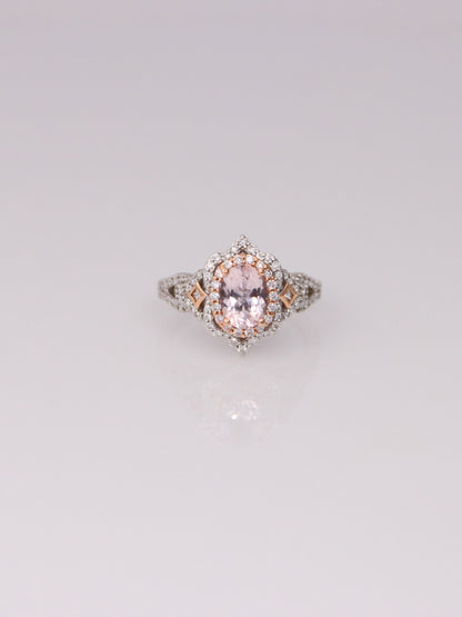 14k Two Tone Enchanted Disney Aurora Morganite and Diamond Ring