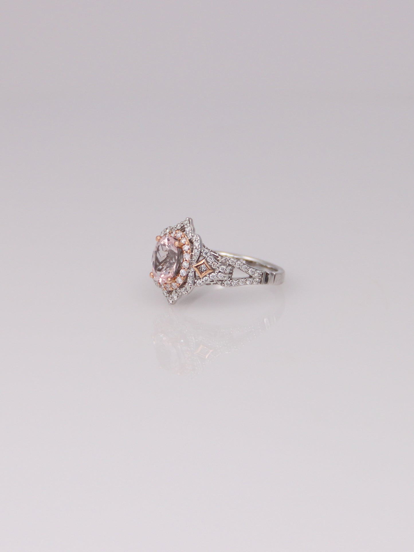 14k Two Tone Enchanted Disney Aurora Morganite and Diamond Ring