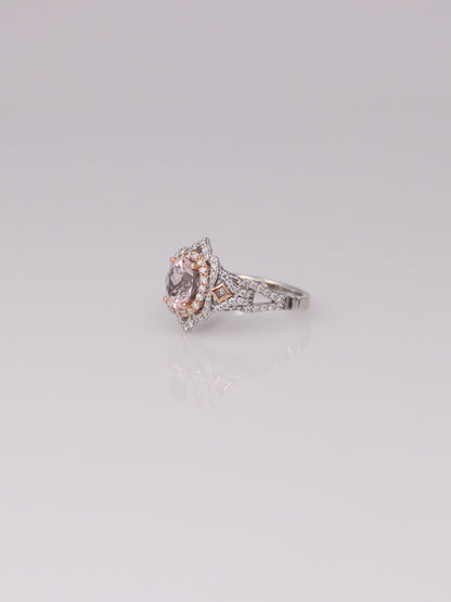14k Two Tone Enchanted Disney Aurora Morganite and Diamond Ring