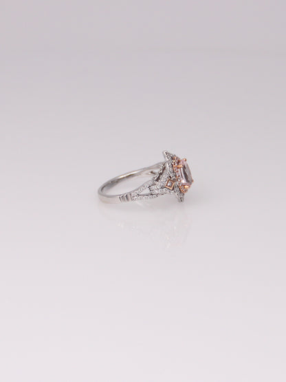 14k Two Tone Enchanted Disney Aurora Morganite and Diamond Ring
