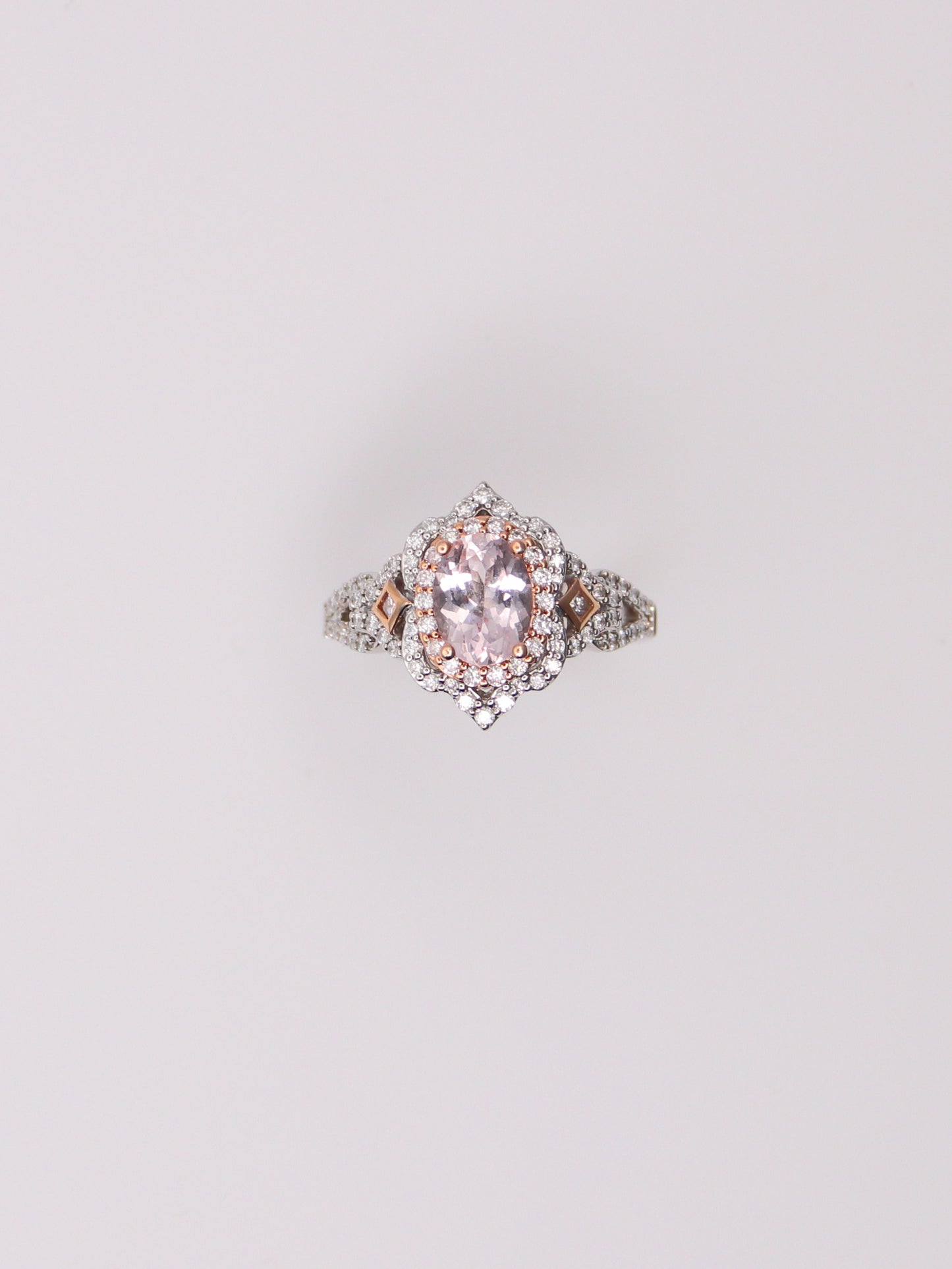 14k Two Tone Enchanted Disney Aurora Morganite and Diamond Ring