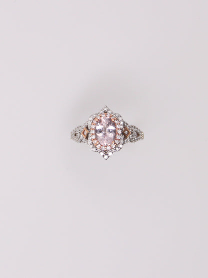 14k Two Tone Enchanted Disney Aurora Morganite and Diamond Ring