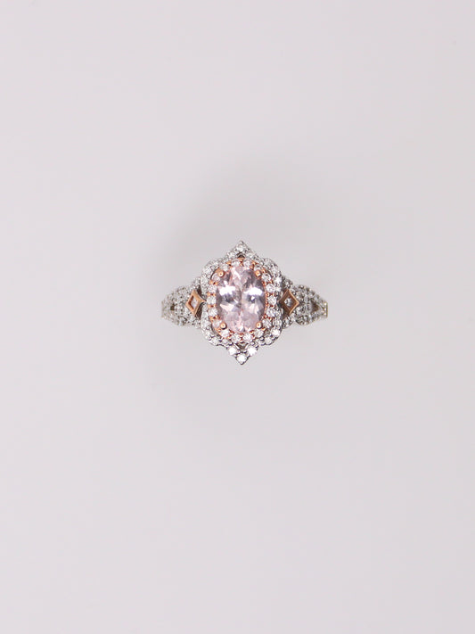 14k Two Tone Enchanted Disney Aurora Morganite and Diamond Ring