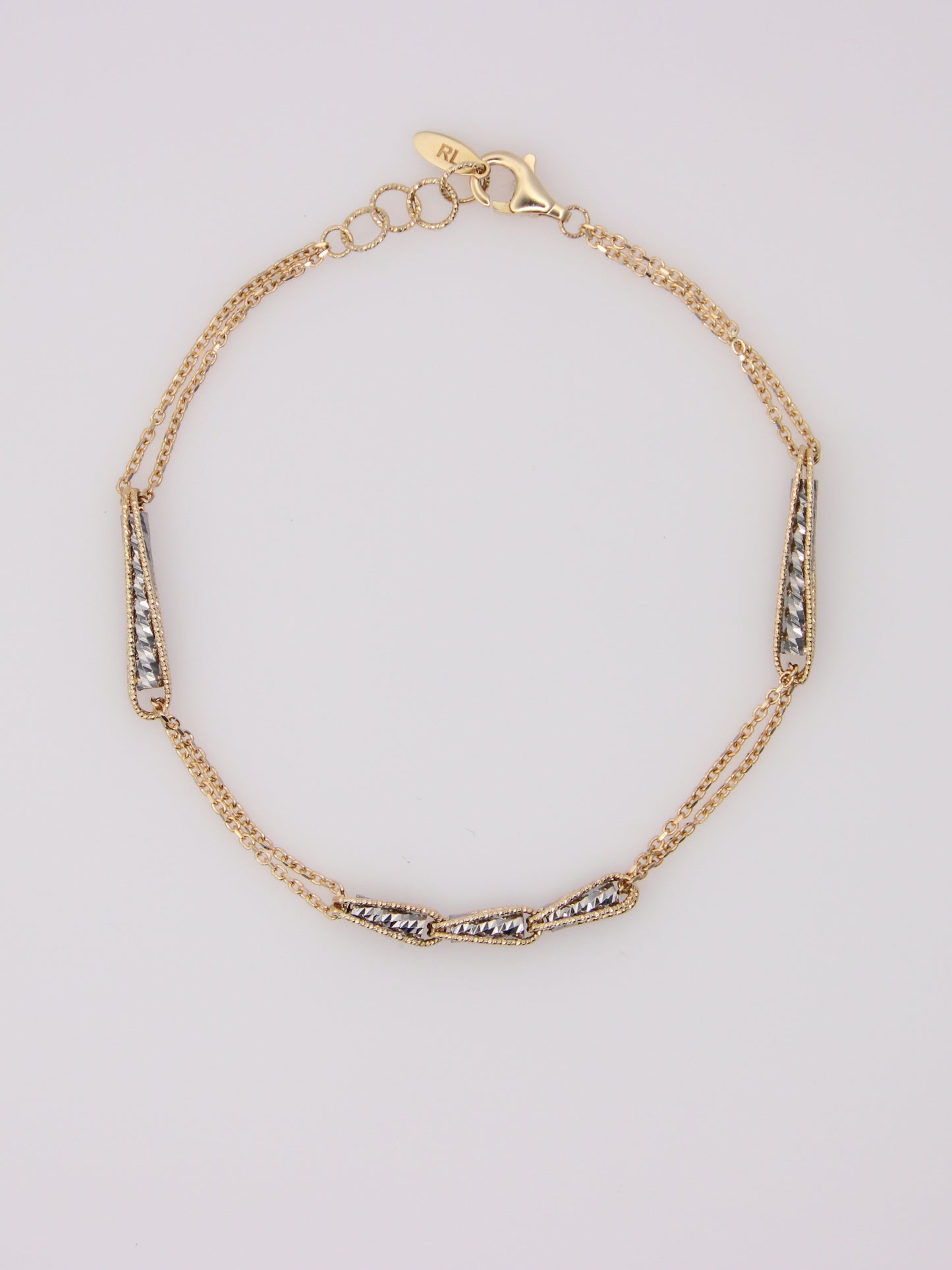 14K Two-Tone Double Chain Station Bracelet