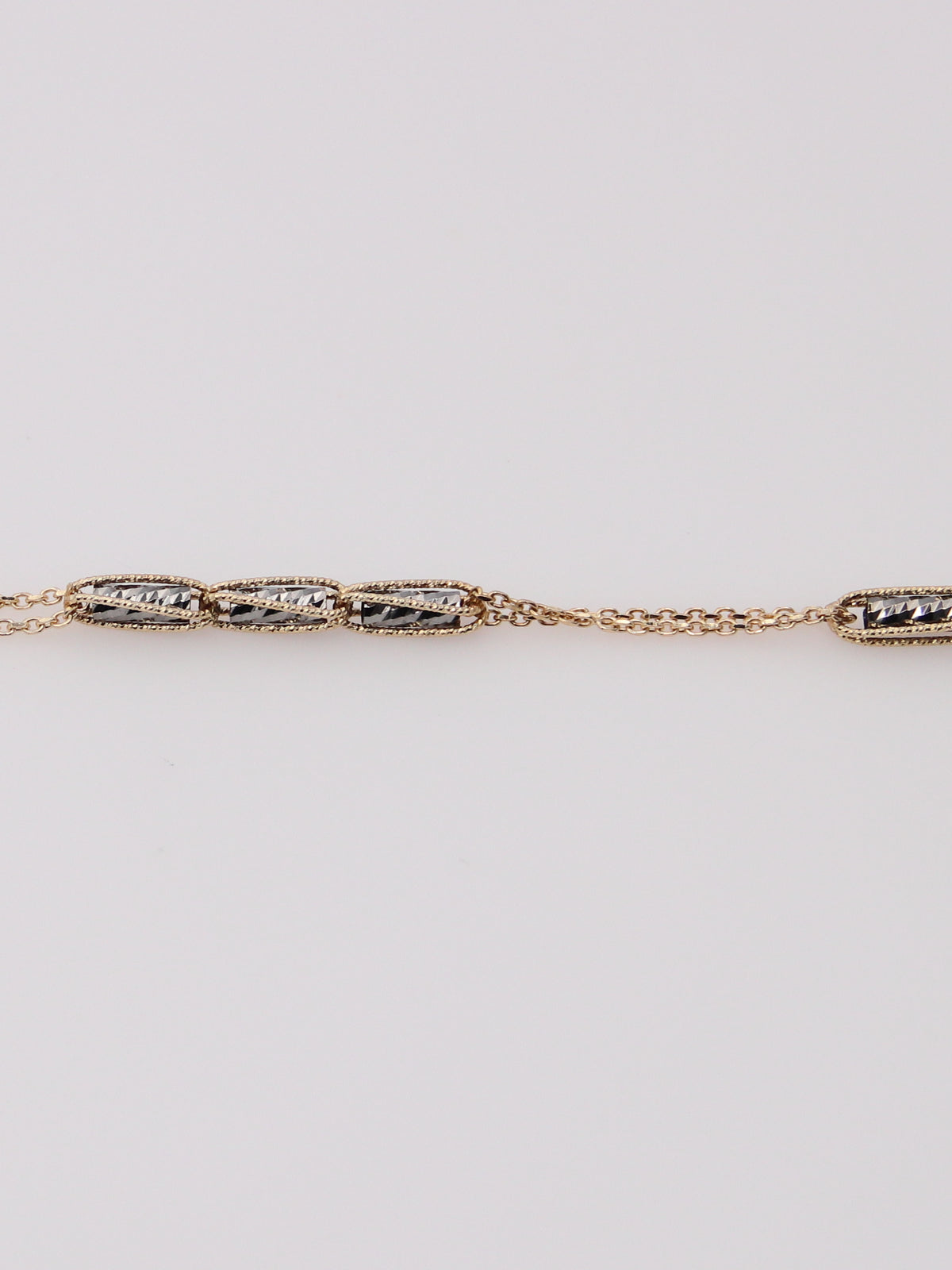 14K Two-Tone Double Chain Station Bracelet