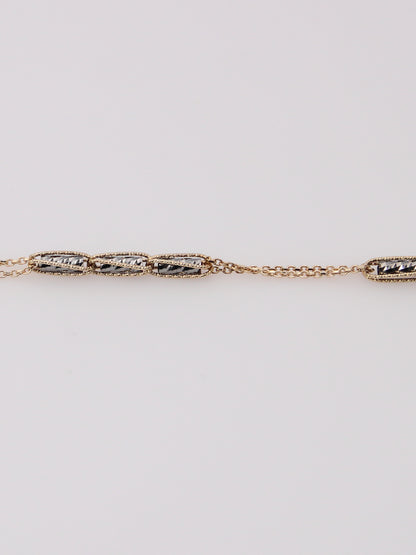 14K Two-Tone Double Chain Station Bracelet