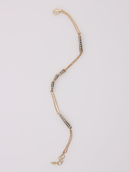 14K Two-Tone Double Chain Station Bracelet