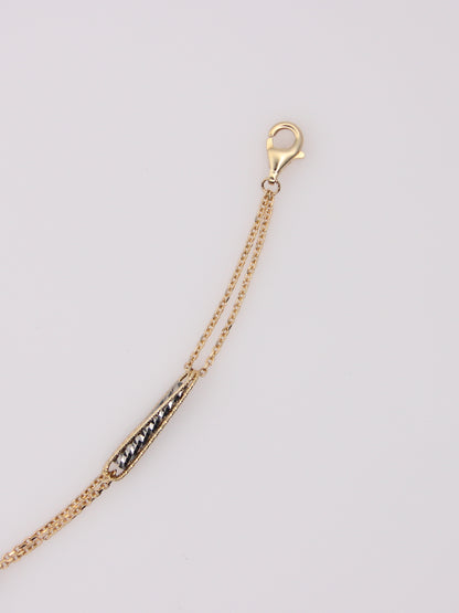 14K Two-Tone Double Chain Station Bracelet