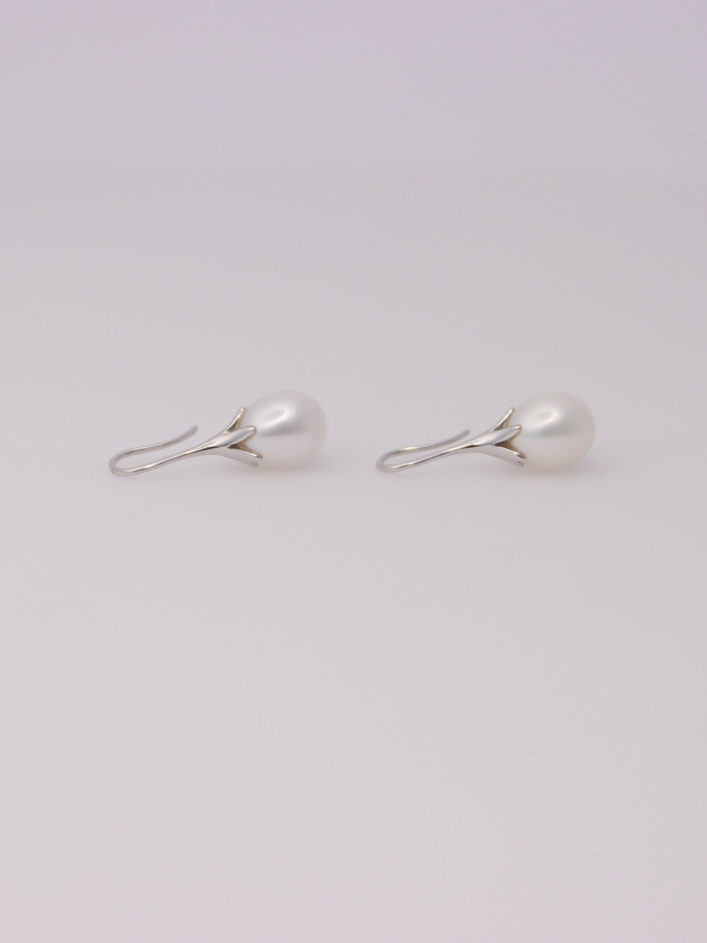 14K White Gold Cultured Pearl Drop Earrings