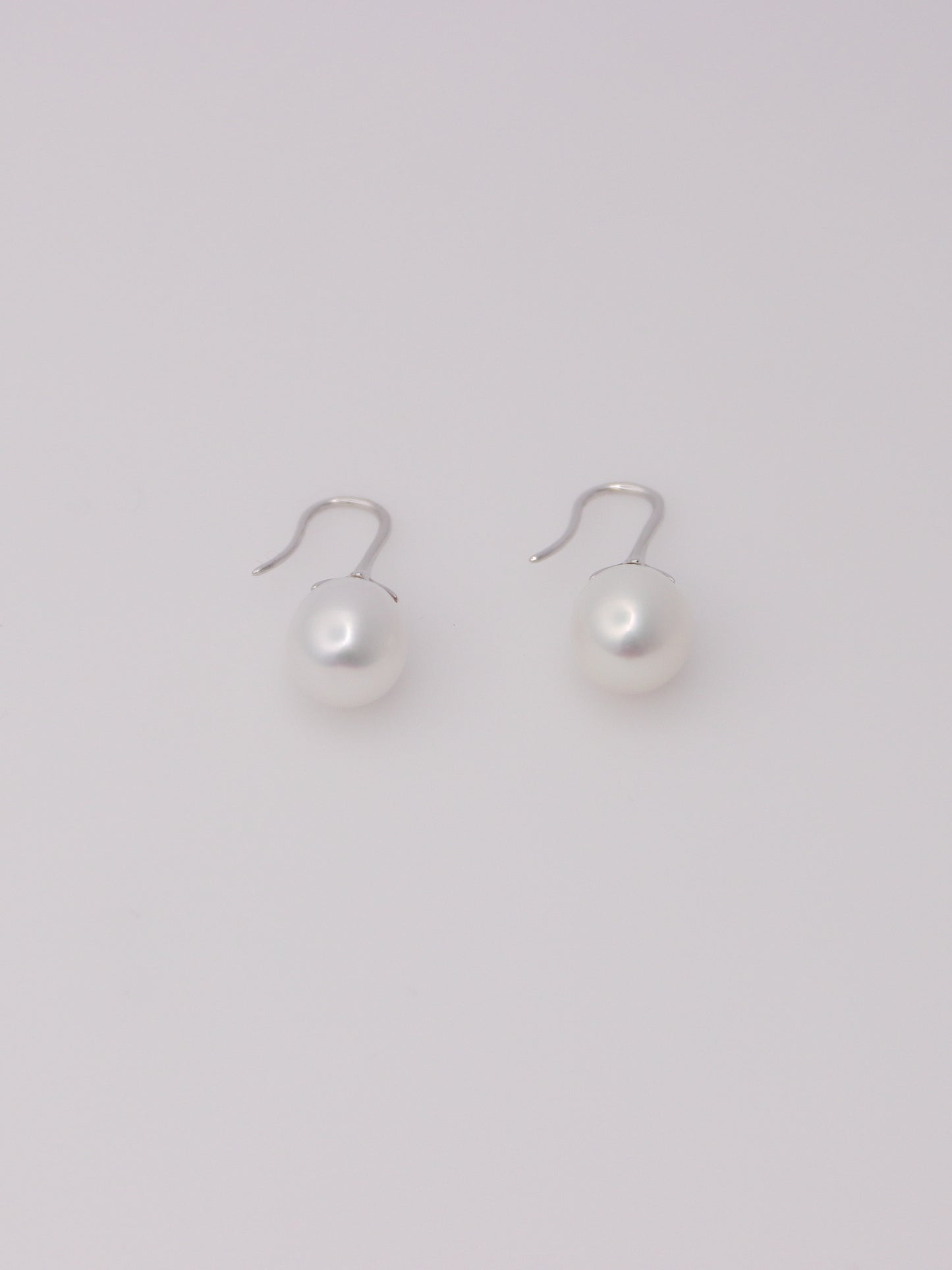 14K White Gold Cultured Pearl Drop Earrings