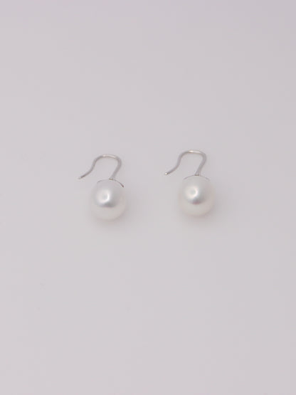 14K White Gold Cultured Pearl Drop Earrings