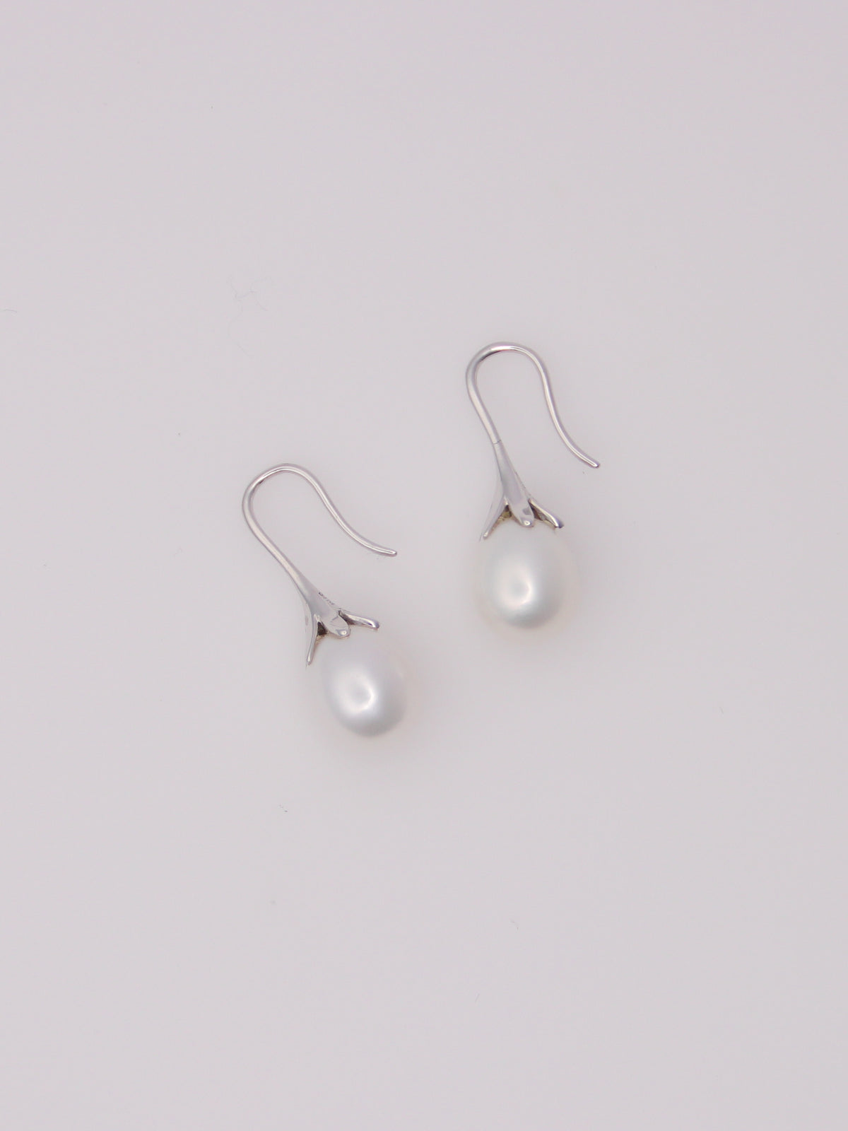 14K White Gold Cultured Pearl Drop Earrings