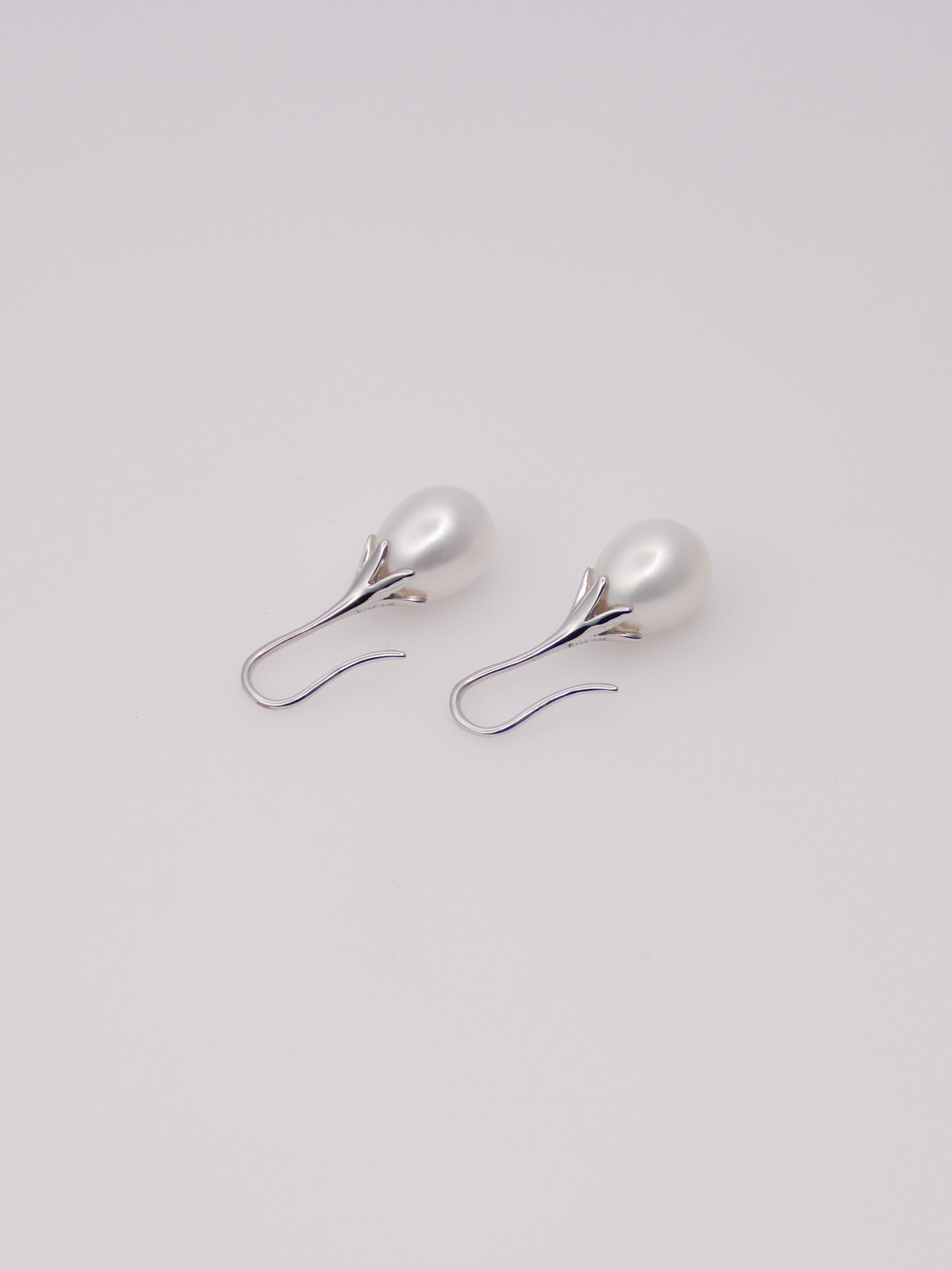 14K White Gold Cultured Pearl Drop Earrings